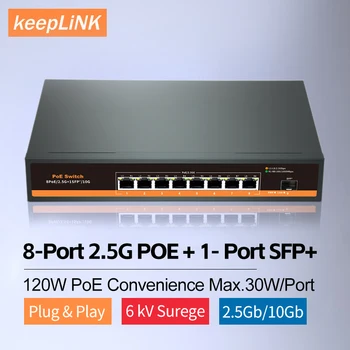 8-портов мулти-гигабитов 2.5G Ethernet PoE+ комутатор с 1 SFP+ порт