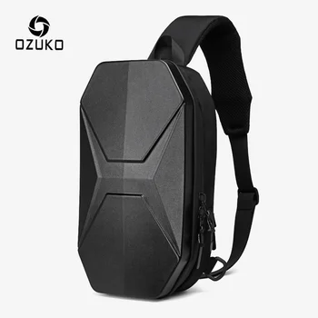 OZUKO Мъжки чанти за рамо мода твърда черупка гърдите мъжки водоустойчив кратко пътуване пратеник USB зареждане Crossbody тийнейджърката