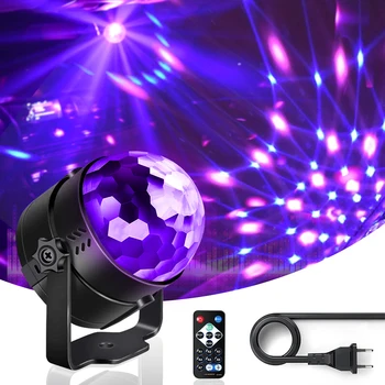 UV 3 LED сцена диско светлина въртяща се DJ топка проектор мини танц кола RGB Коледа подарък парти клуб Начало шоу лампа