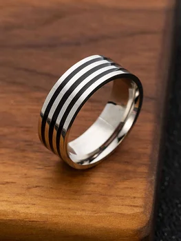 1Pcs мъжки стилен прост пръстен от неръждаема стомана капкова линия