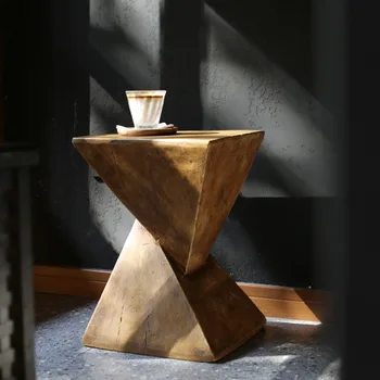 Мебели за дома Nordic масичка за кафе геометрична форма нощно шкафче имитация дърво магнезиева кал сладка маса Начало престой декорация