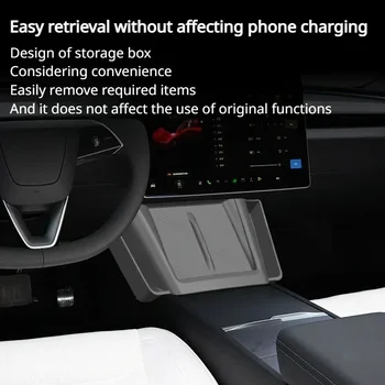За Tesla Модел 3+ Силиконова подложка за безжично зареждане Неплъзгаща се подложка със страничен джоб Прахоустойчиво зарядно устройство Защитете капака Аксесоари за кола