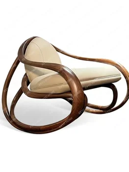 Всекидневна мързелив диван за възрастни облегалка черен орех масивна дървесина дизайнер люлеещ се стол