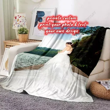Персонализирано одеяло от фланела Персонализирано фото руно одеяла за диван или подарък за легло Персонализиран DIY печат на дропшипинг