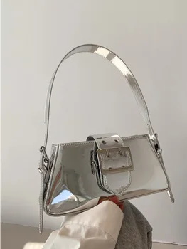 Висококачествени дамски чанти за рамо Модни шикозни твърди патентни торфени чанти 2023 Елегантна женска чанта за подмишници