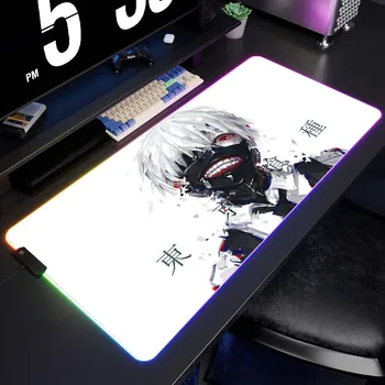 RGB Tokyo Ghoul Gaming Mouse Pad LED Large Mousepad Rubber Mouse Mat Non-slip Desk Mats Backlight Keyboard Soft Mat 900x400 XXL