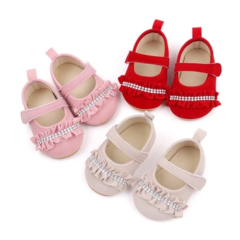 Малко дете бебе момичета сладък мокасини пайети точка Bowknot декор мека подметка апартаменти обувки първите проходилки нехлъзгащи летни принцеса обувки