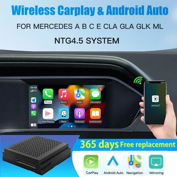 Безжичен Carplay Подходящ за Mercedes Benz A B C E CLA GLA GLK ML Sprinter NTG4.5 Becker Module Android Auto Navigation