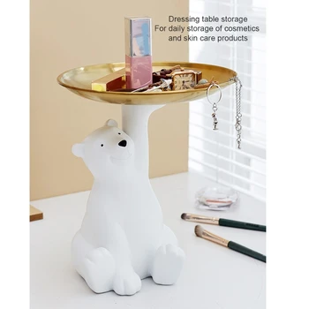 Desktop тава за съхранение Полярна мечка фигурка плоча за дома хол маса закуска плодове козметични ключ организатор ястие