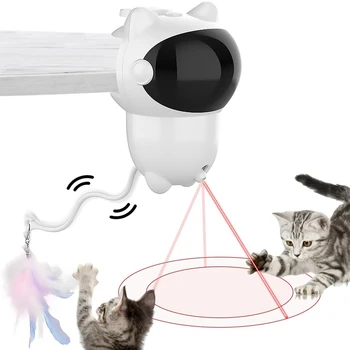 Интерактивни играчки за котки на закрито, котешка лазерна играчка с LED светлина, 360 ° въртяща се висяща,