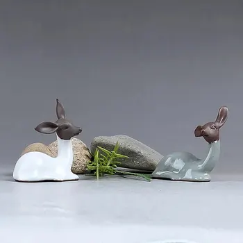Мини късметлийски елен талисман ледена пукнатина китайски чай домашен любимец кунгфу чай комплект сладък дом декорации животински модел дете ранно образование играчки