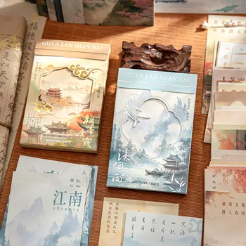 MOHAMM 30 листа китайски стил мастило пейзаж сувенир карта за съобщения
