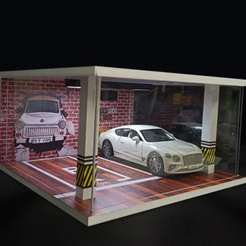 1: 24 паркинг модел триизмерна симулация двоен паркинг гараж дисплей кутия кола модел кутия за съхранение лампа