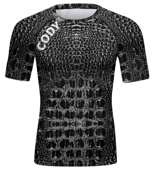 Мъжки компресионни ризи Къс ръкав печат Суха Fit T Shirt Фитнес Бягане Атлетик тренировка Спорт Baselayer Tee (231571)
