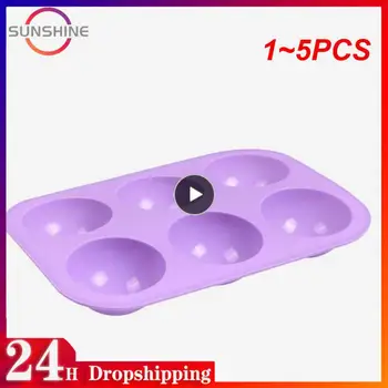 1~5PCS Половин сфера силиконови форми Bakeware Инструменти за декориране на торти 6-дупка шоколадов фондан плесен случаен цвят топка форма бисквита