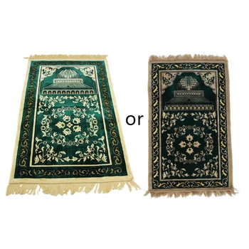 Турски ислямски мюсюлманин молитва мат изкуствена кашмир плюшени сгъсти килим одеяло флорални печатни ресни пискюли Рамадан килим