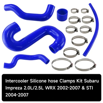 Intercooler силиконов маркуч скоби комплект за Subaru Impreza 2.0L / 2.5L WRX 2002-2007 & STI 2004-2007 Черно / синьо / червено
