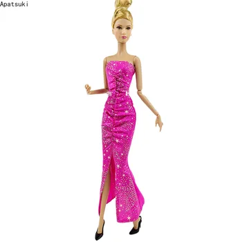 Розова звезда сплит рокля за кукла Барби мода облекло без ръкави парти рокля за Барби 1/6 кукли аксесоари Kid DIY играчки