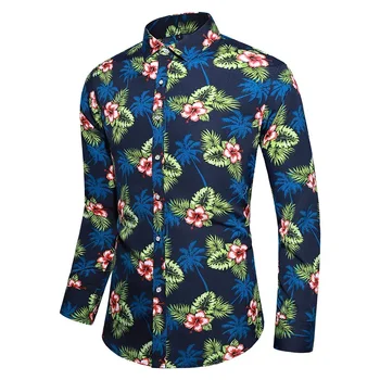 2023 Пролет и есен отпечатани дълъг ръкав цвете риза мода случайни мъжки дълъг ръкав риза